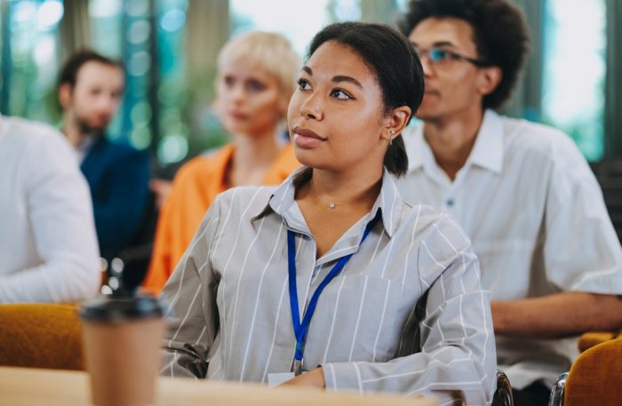 Cinematic,Image,Of,A,Conference,Meeting.,Business,People,Sitting,In